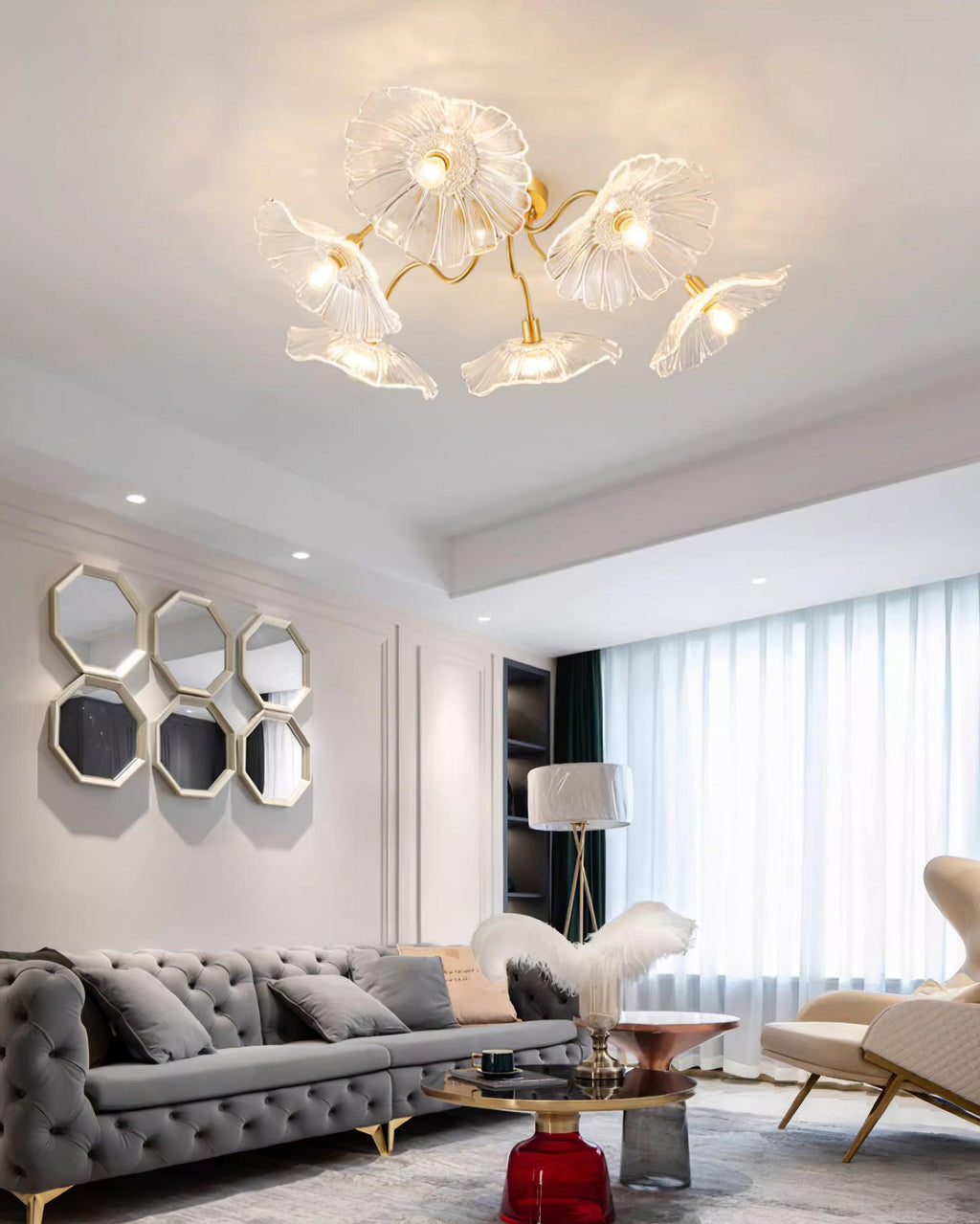 Murano Glass Flowers Ceiling Light